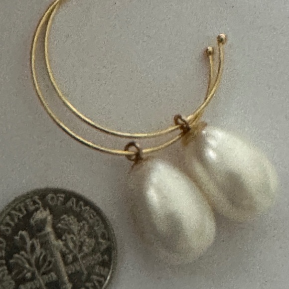 10.1mm Wide White Cultured Pearls Hoop Earrings - 14K Yellow Gold Filled - Picture 8 of 8